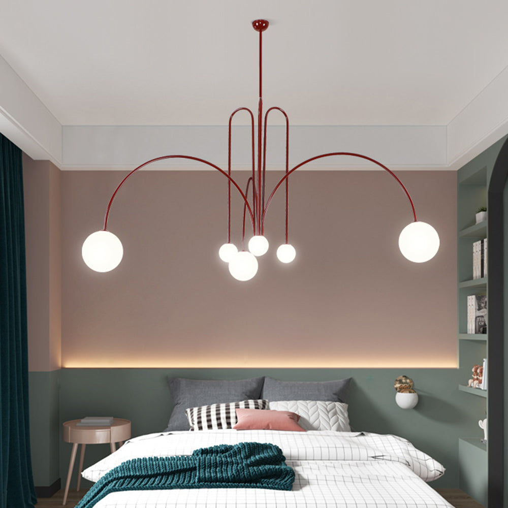 Avi Suspension Multi Simple, Métal/Verre, Noir/Rouge/Or, Chambre à Coucher/Salon