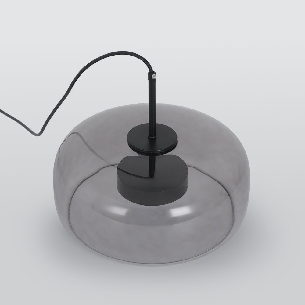 Hailie Suspension Cylindre Moderne, Métal/Verre, Claire/Grise Fumée/Ambre