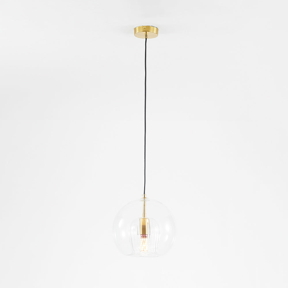 Hailie Suspension Bulle Nordique Métal/Verre Transparent/Doré Salon/Chambre