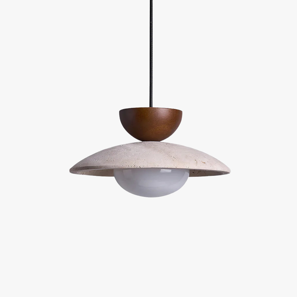 Ozawa Modern Round Travertine Pendant Light, Dining Room Lighting