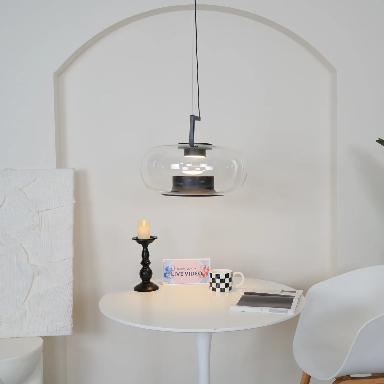 Hailie Modern Round Glass Pendant Light Dining Room Bedroom