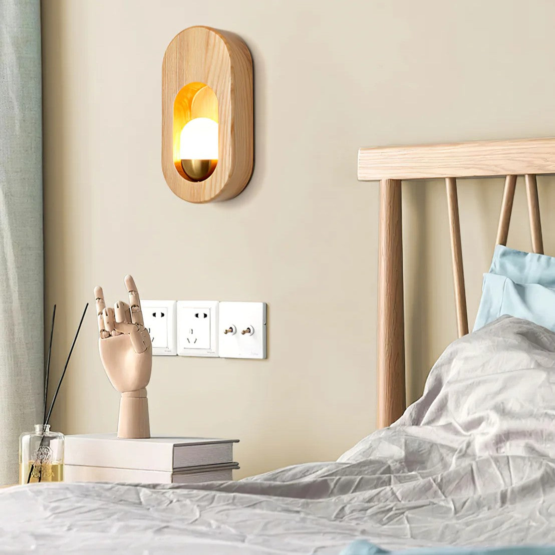 Ozawa Classique Bois Verre Applique Murale Chambre Salle à Manger