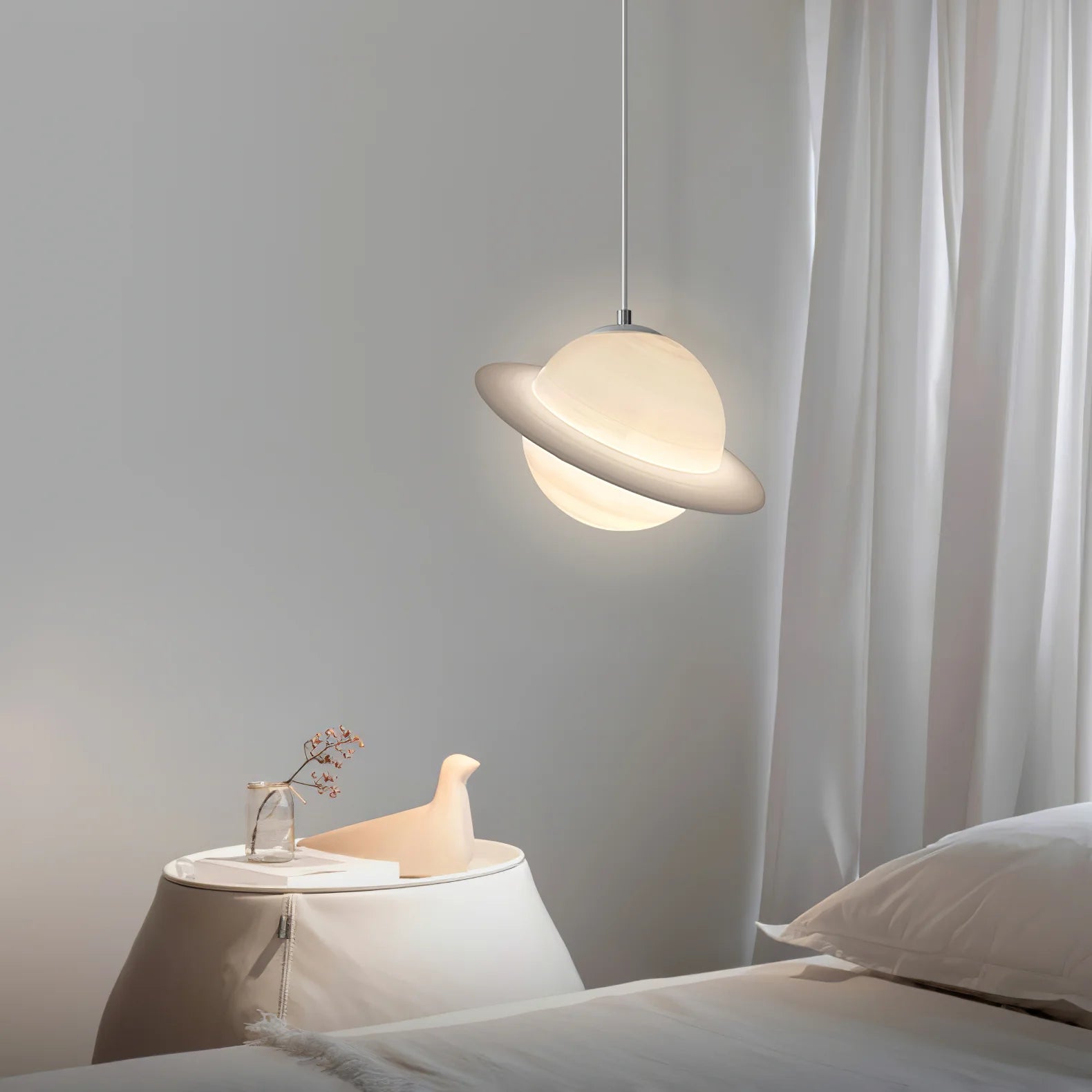 Hailie Modern Jupiter Round Pendant Light Shades Bedroom