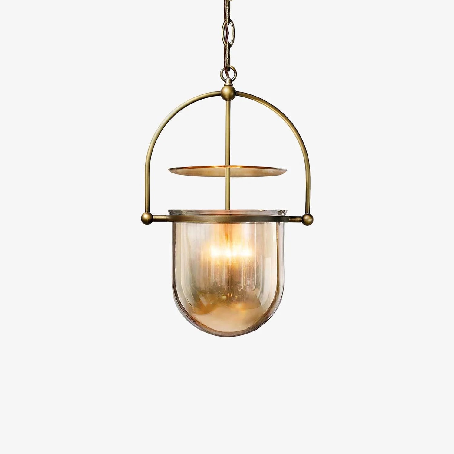 Alessio Unusual Glass Amber Clear Metal Pendant Light Bedroom Living Room