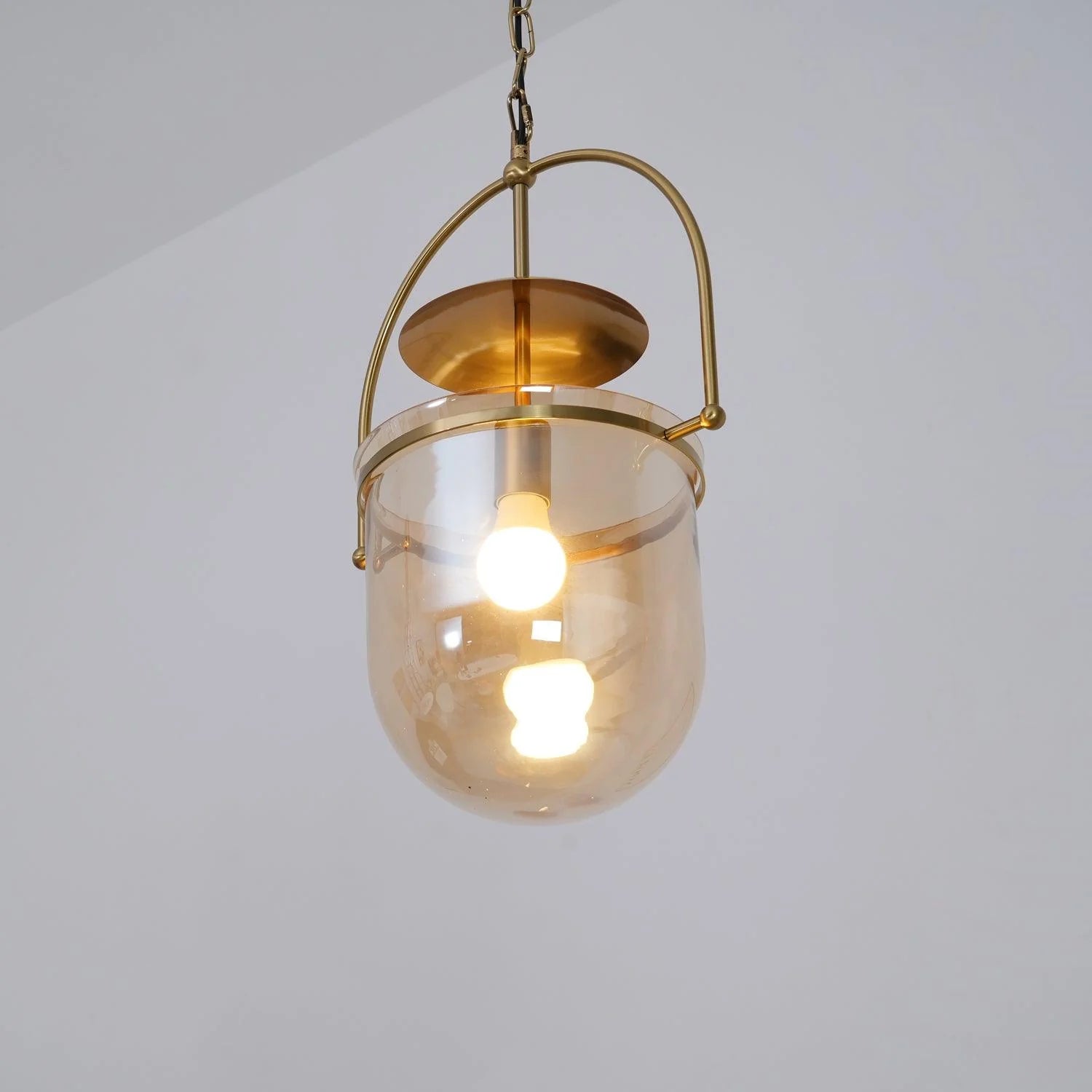 Alessio Unusual Glass Amber Clear Metal Pendant Light Bedroom Living Room