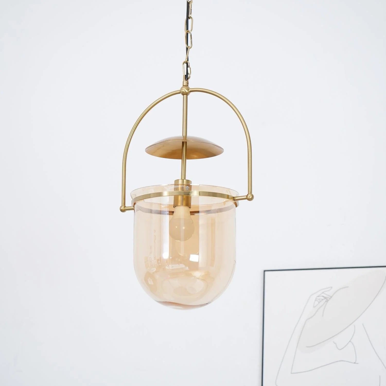 Alessio Unusual Glass Amber Clear Metal Pendant Light Bedroom Living Room