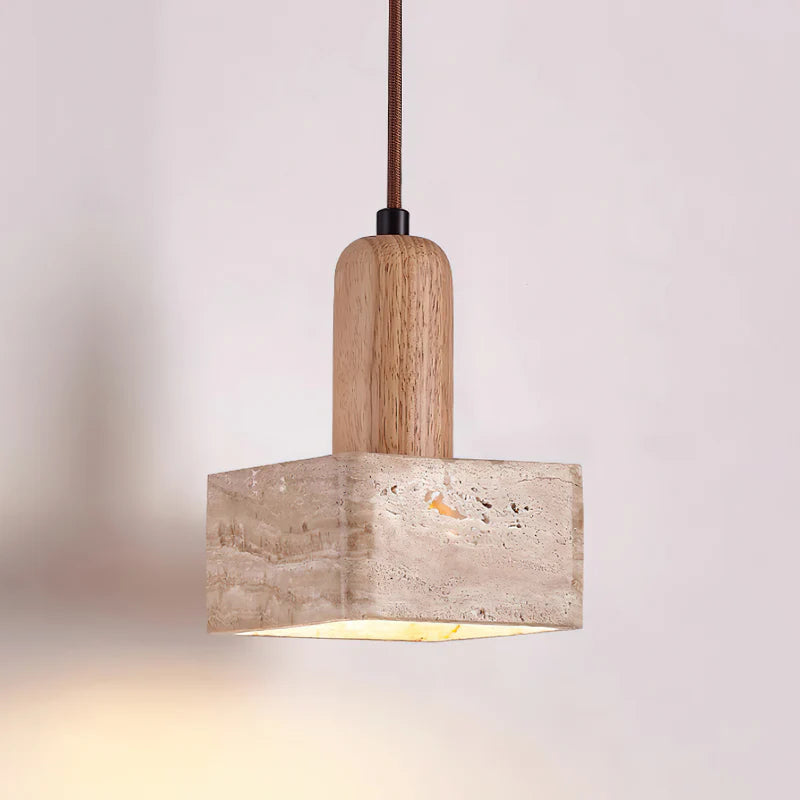 Zaid Minimalism Travertine Wood Pendant Lamp Bedroom Dining Room
