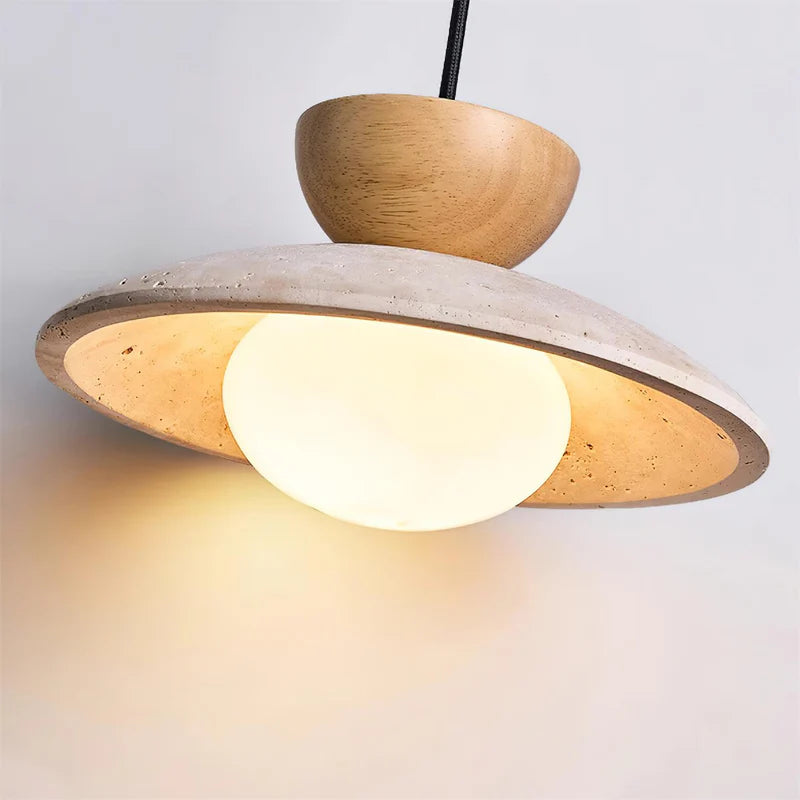 Ozawa Travertine Pendant Lamp with Glass Sphere