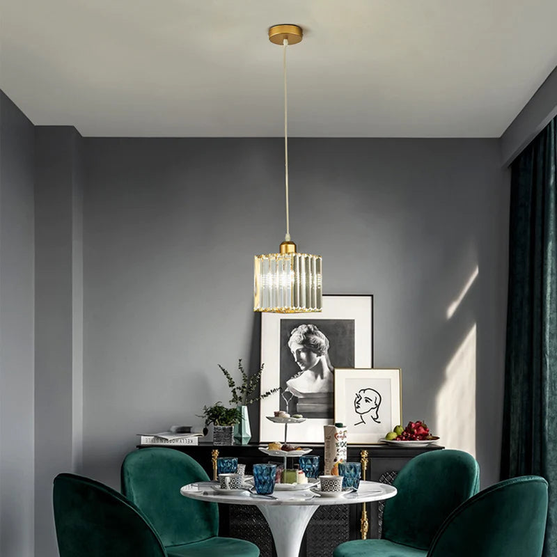 Kristy Suspension Ronde/Carré Nordique, Métal/Verre, Noir/Or, Salon/Bar