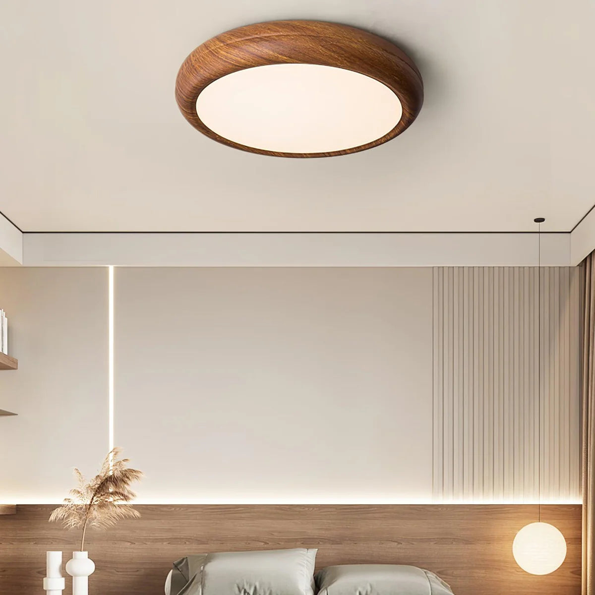 Ozawa Modern Minimalism Round Wood Ceiling Lamp Bedroom Dining Room