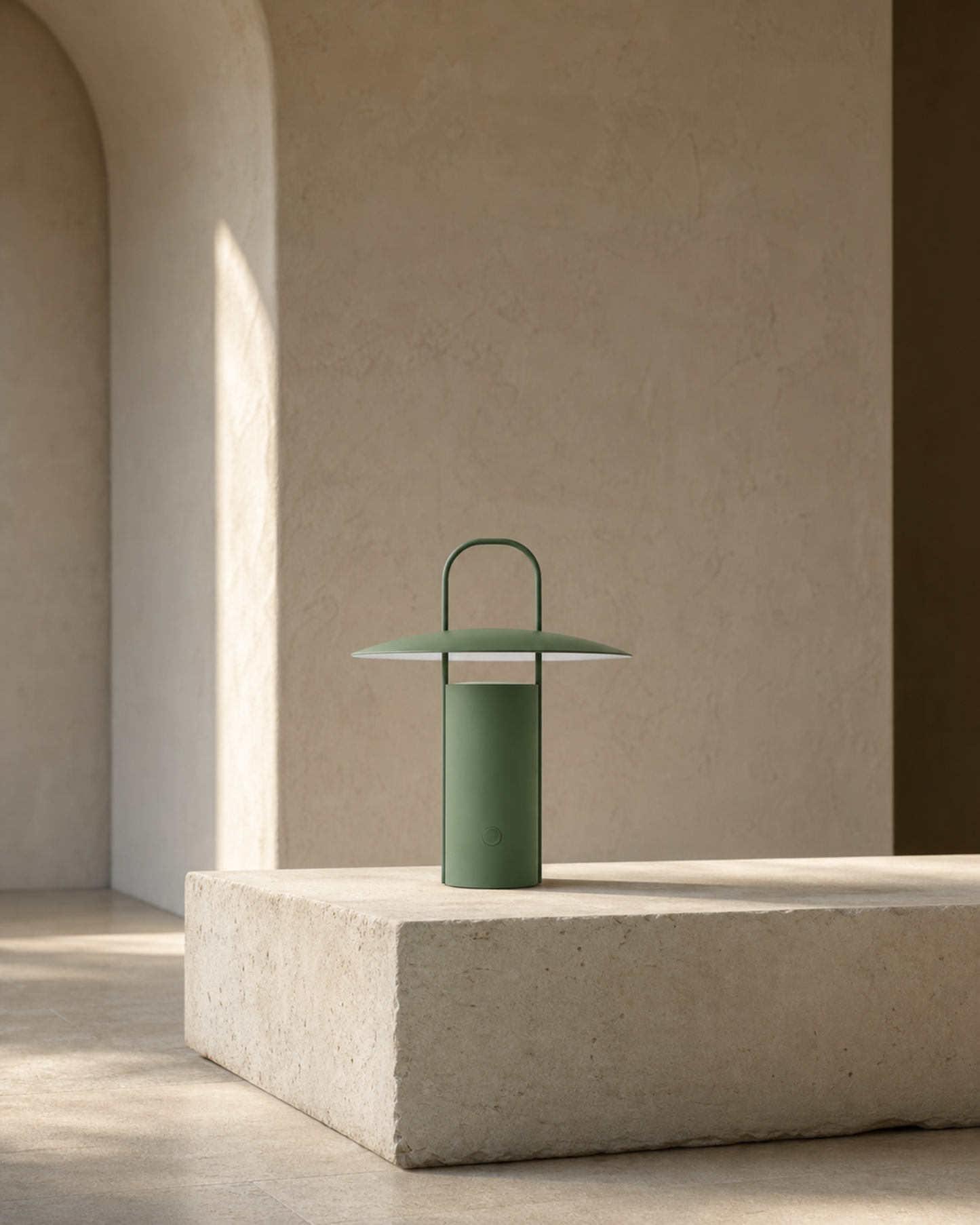 ORKA Portable Table Lamp — Solid Aluminium, Rechargeable — Green, contextual scale | DecoHarmonie