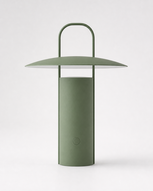 ORKA Portable Table Lamp — Solid Aluminium, Rechargeable — Green, packshot | DecoHarmonie