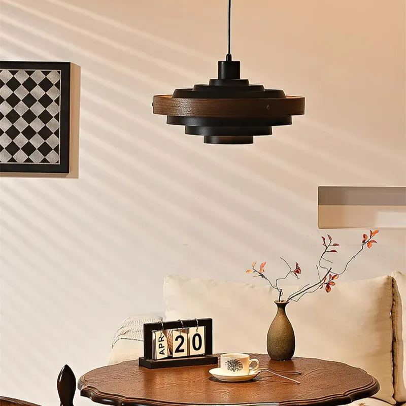 Modern pendant light over a living room table