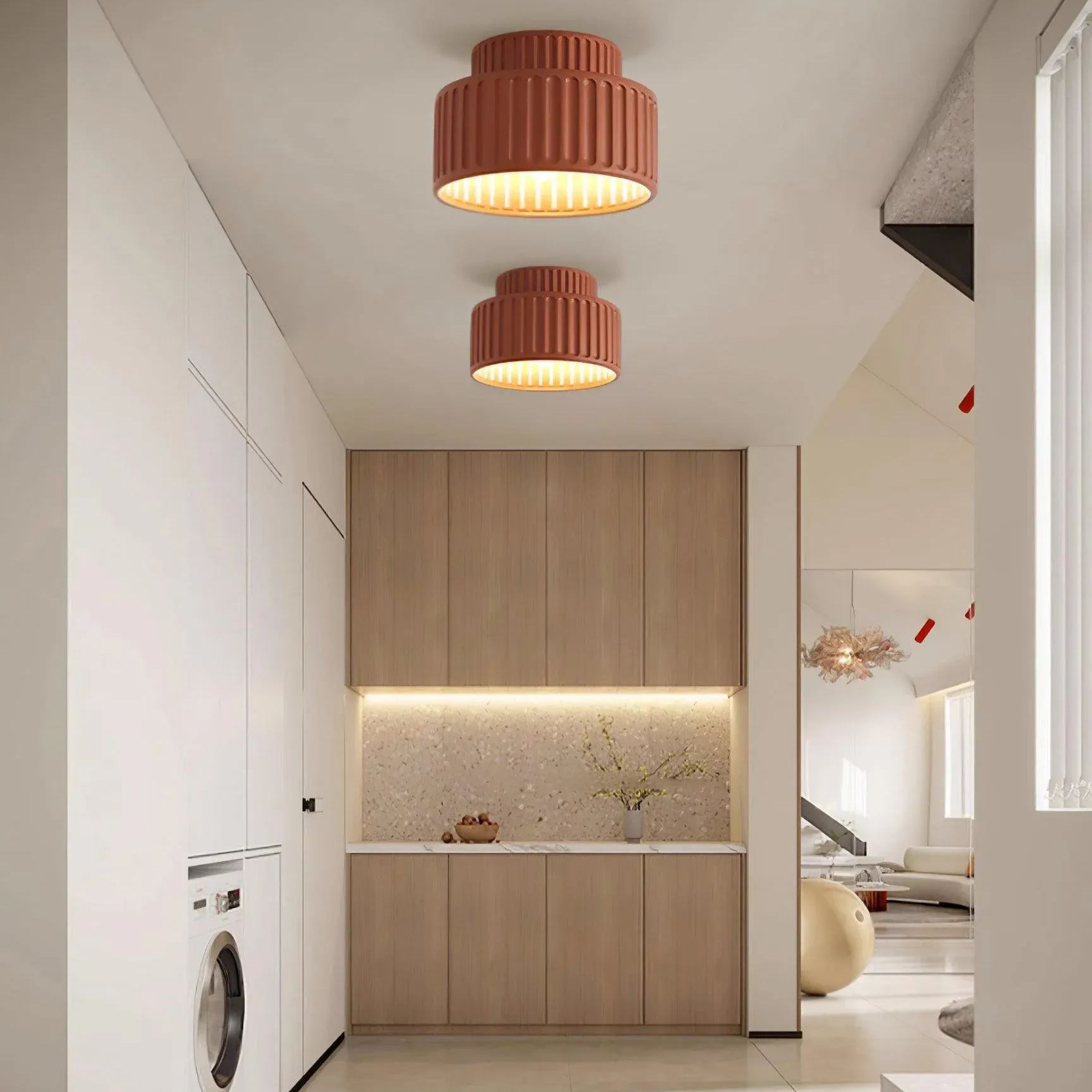 Hailie Modern Beige White Orange Green Ceiling Lamp Bedroom Dining Room