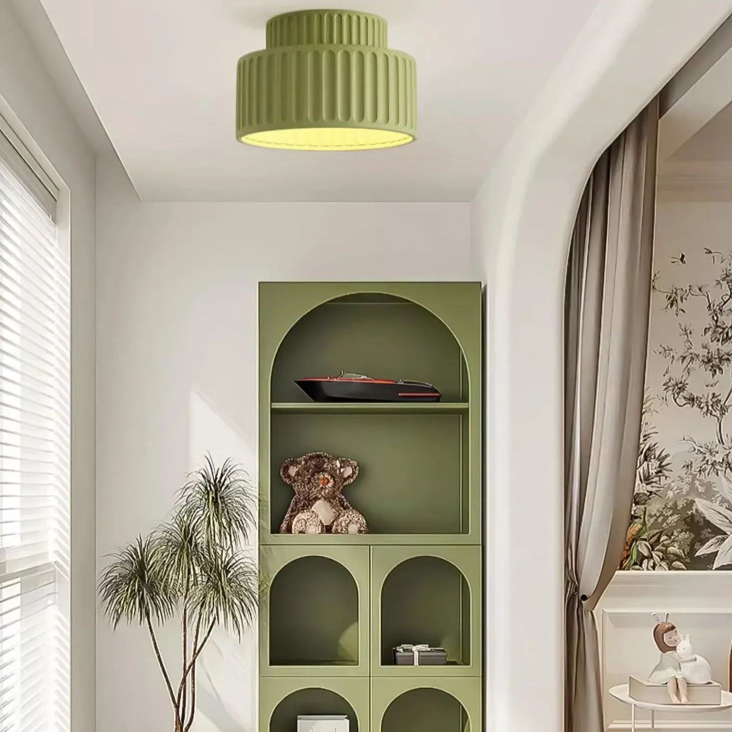 Hailie Modern Beige White Orange Green Ceiling Lamp Bedroom Dining Room