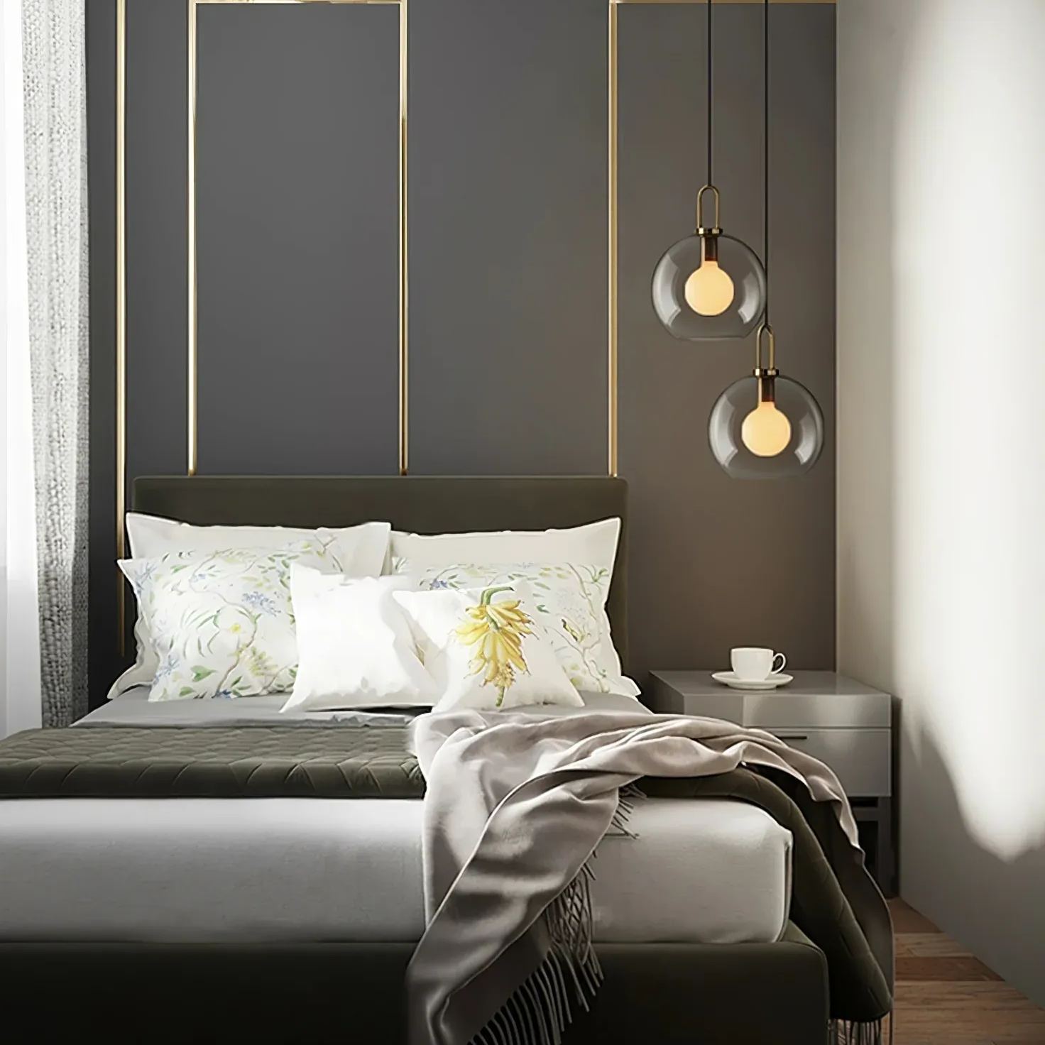 Hailie Moderne Rond Verre Suspensions Chambre à Coucher Salon Couloir