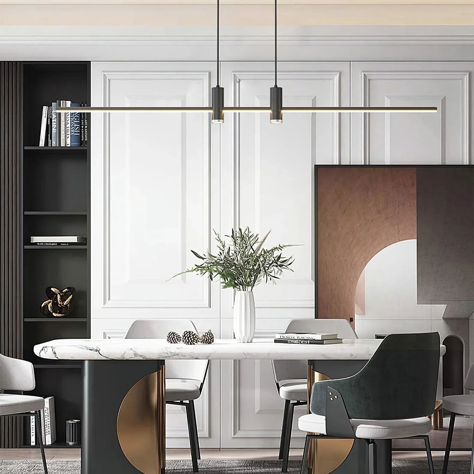 Edge Moderne Inhabituel Long Métal Suspensions Salle à Manger Salon