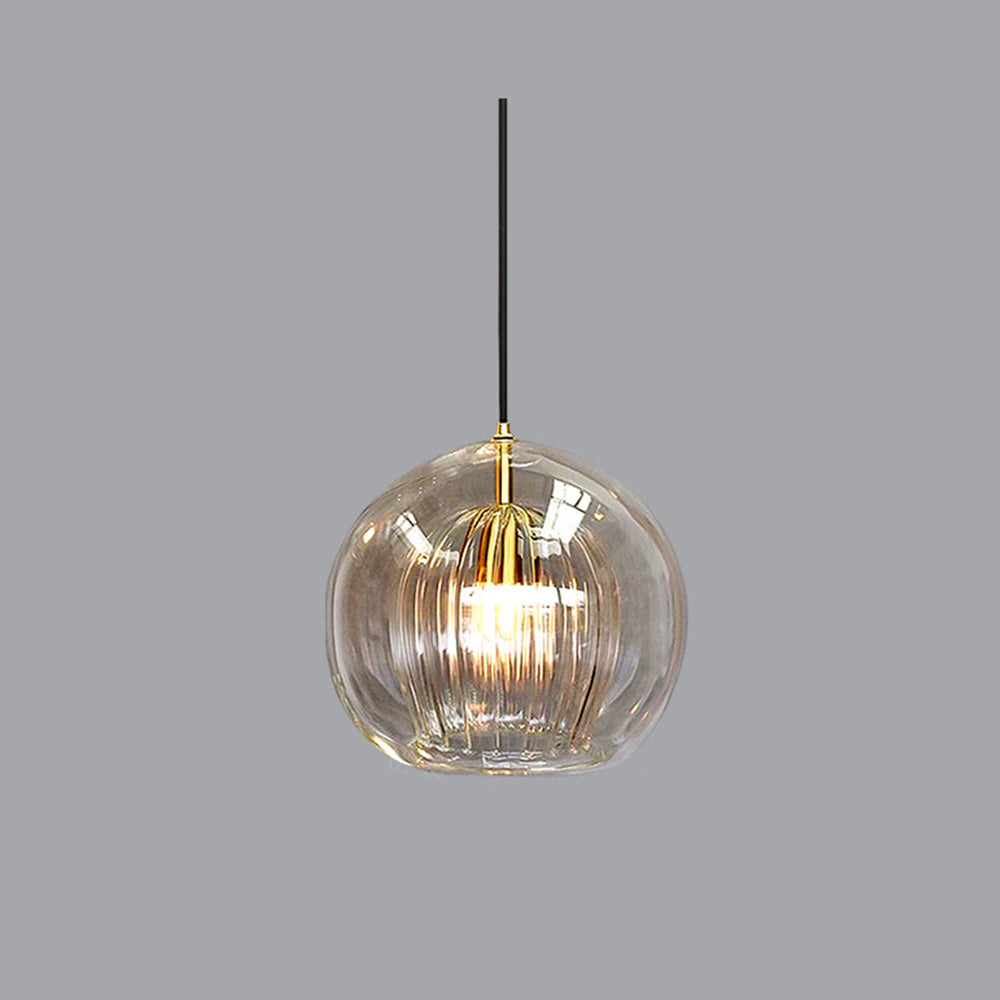 Hailie Suspension Bulle Nordique Métal/Verre Transparent/Doré Salon/Chambre