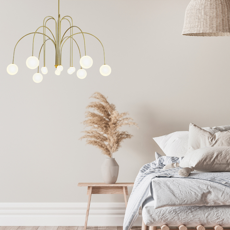 Avi Suspension Multi Simple, Métal/Verre, Noir/Rouge/Or, Chambre à Coucher/Salon