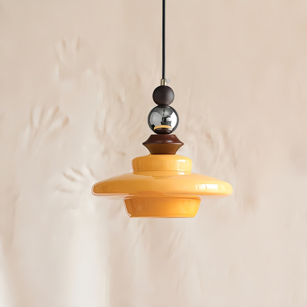 Pendant Light Beige Glass Medieval - VOLTIS | Elegant