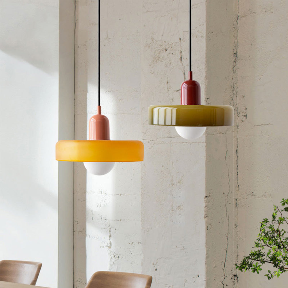 Pendant Light Green Glass Red - MODUSX | Bauhaus Style