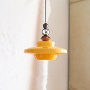 Pendant Light Beige Glass Medieval - VOLTIS | Elegant