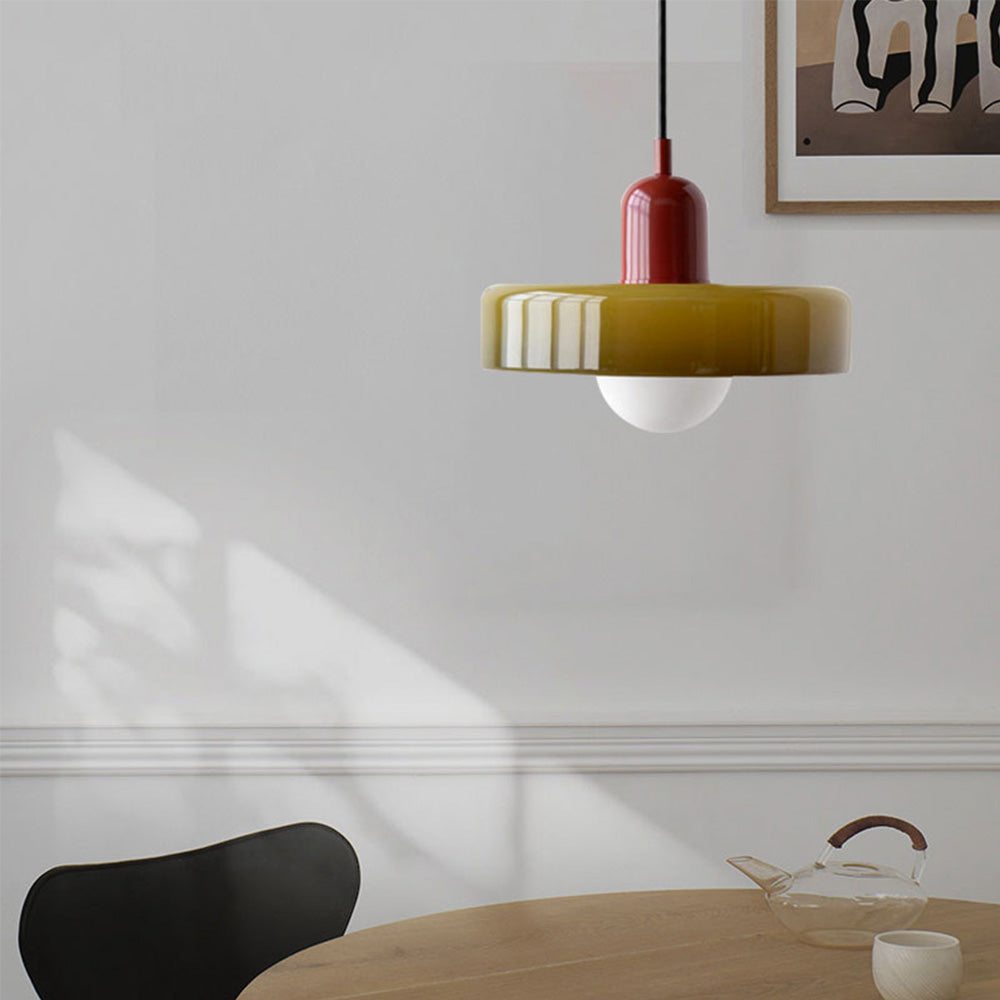 Pendant Light Green Glass Red - MODUSX | Bauhaus Style