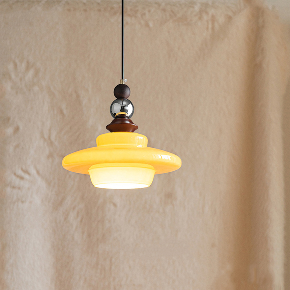 Pendant Light Beige Glass Medieval - VOLTIS | Elegant