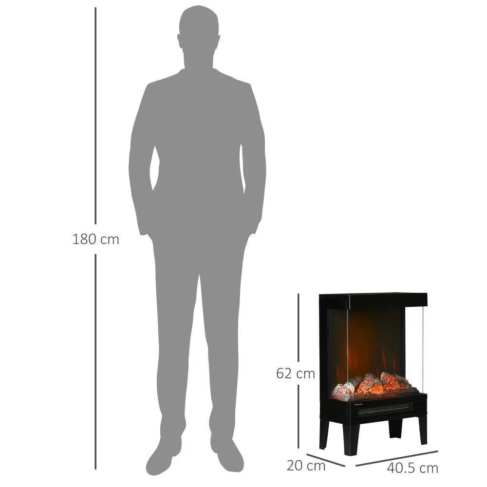 Electric Fireplace - 1000W/2000W, Black | Warm Room & Realistic Flame - Image 5