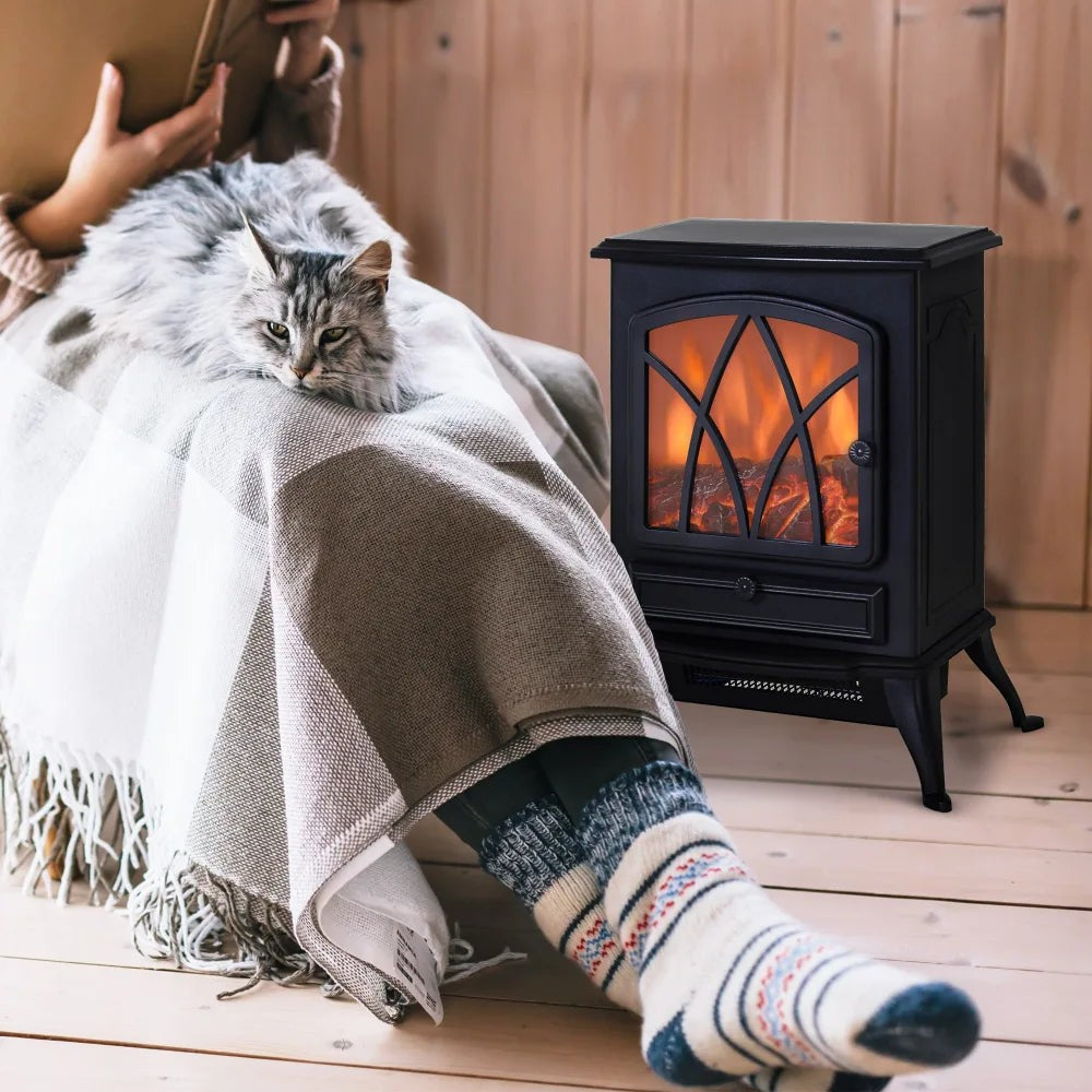 Electric Heater - 1kW-2kW, Black | Realistic Flame Effect - Image 5