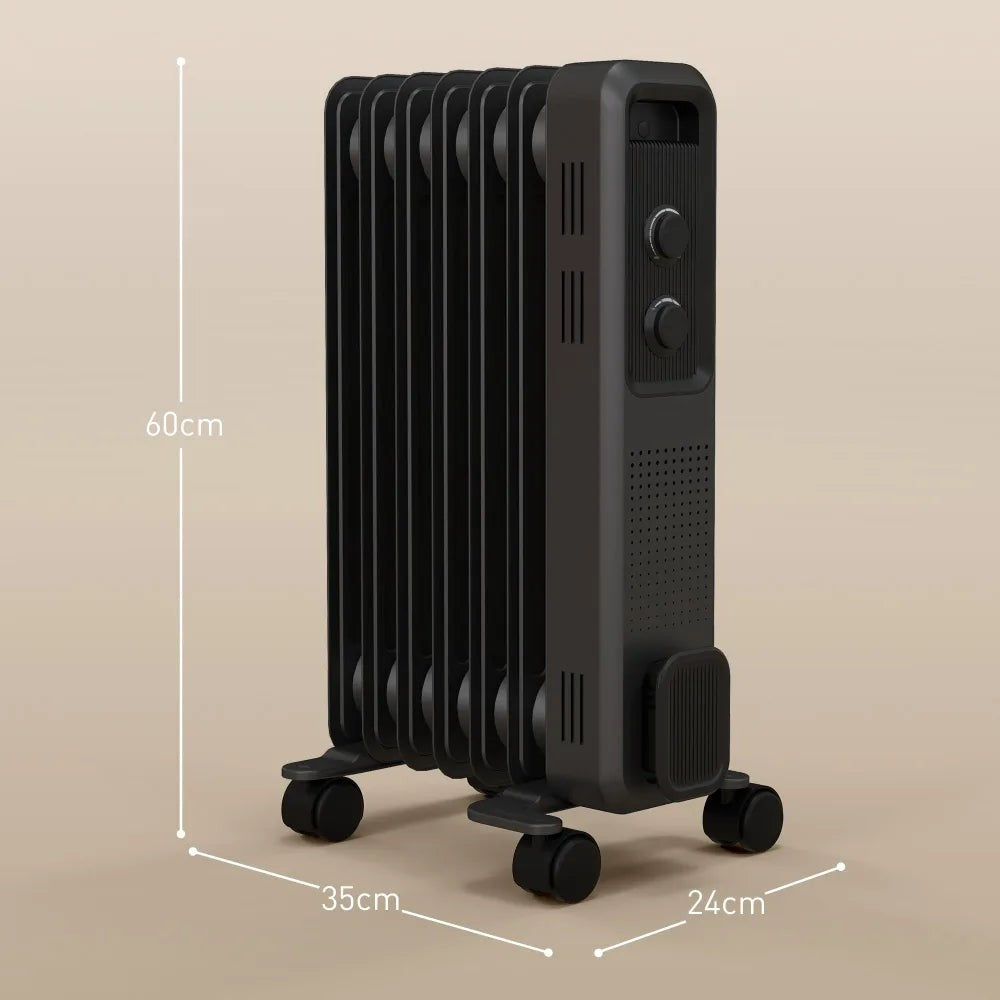 Oil Filled Radiator – 7 Fins, Grey | Portable Heating Control - Image 5