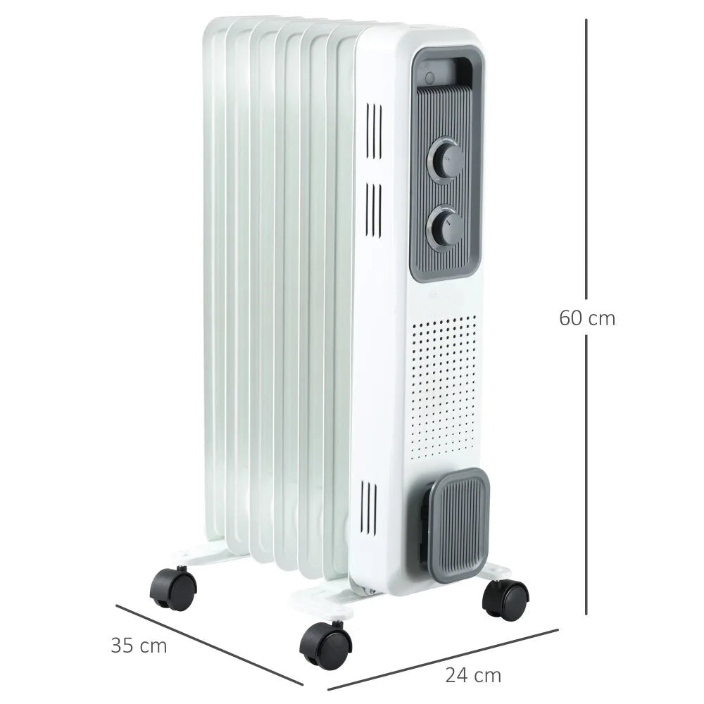 Oil Filled Radiator – 7 Fins, White | Portable & Safe Heating - Image 5