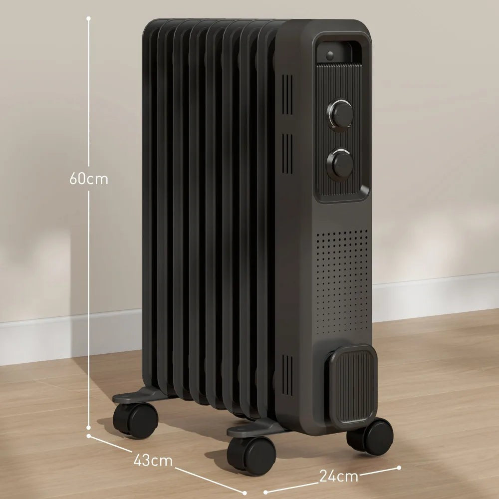 Oil Filled Radiator – 9 Fins, Grey | Cozy & Safe Heating - Image 5