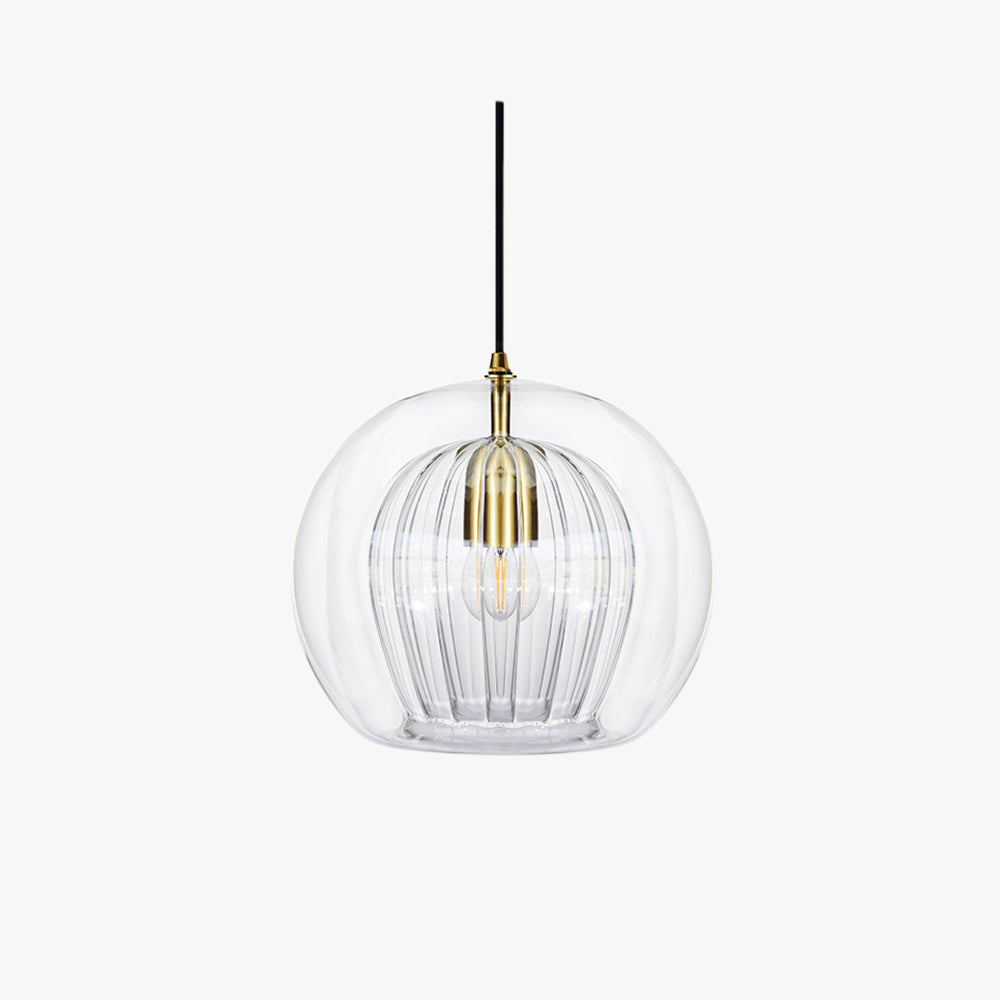 Hailie Suspension Bulle Nordique Métal/Verre Transparent/Doré Salon/Chambre