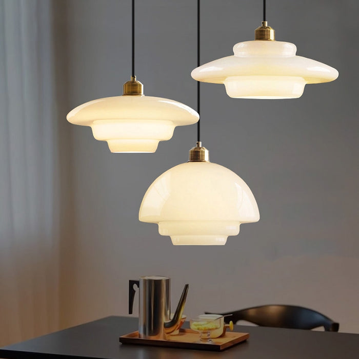 Pendant Light Brass White Glass - RIGELX | Elegant Style