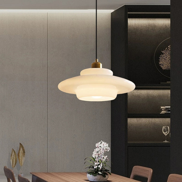 Pendant Light Brass White Glass - RIGELX | Elegant Style