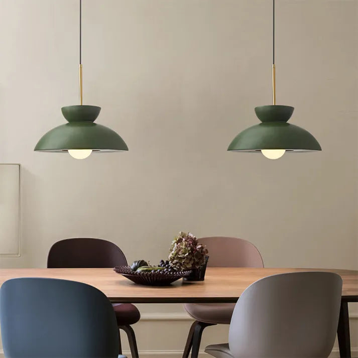 Pendant Light Green Metal - SYNAXE | Dining Ambiance