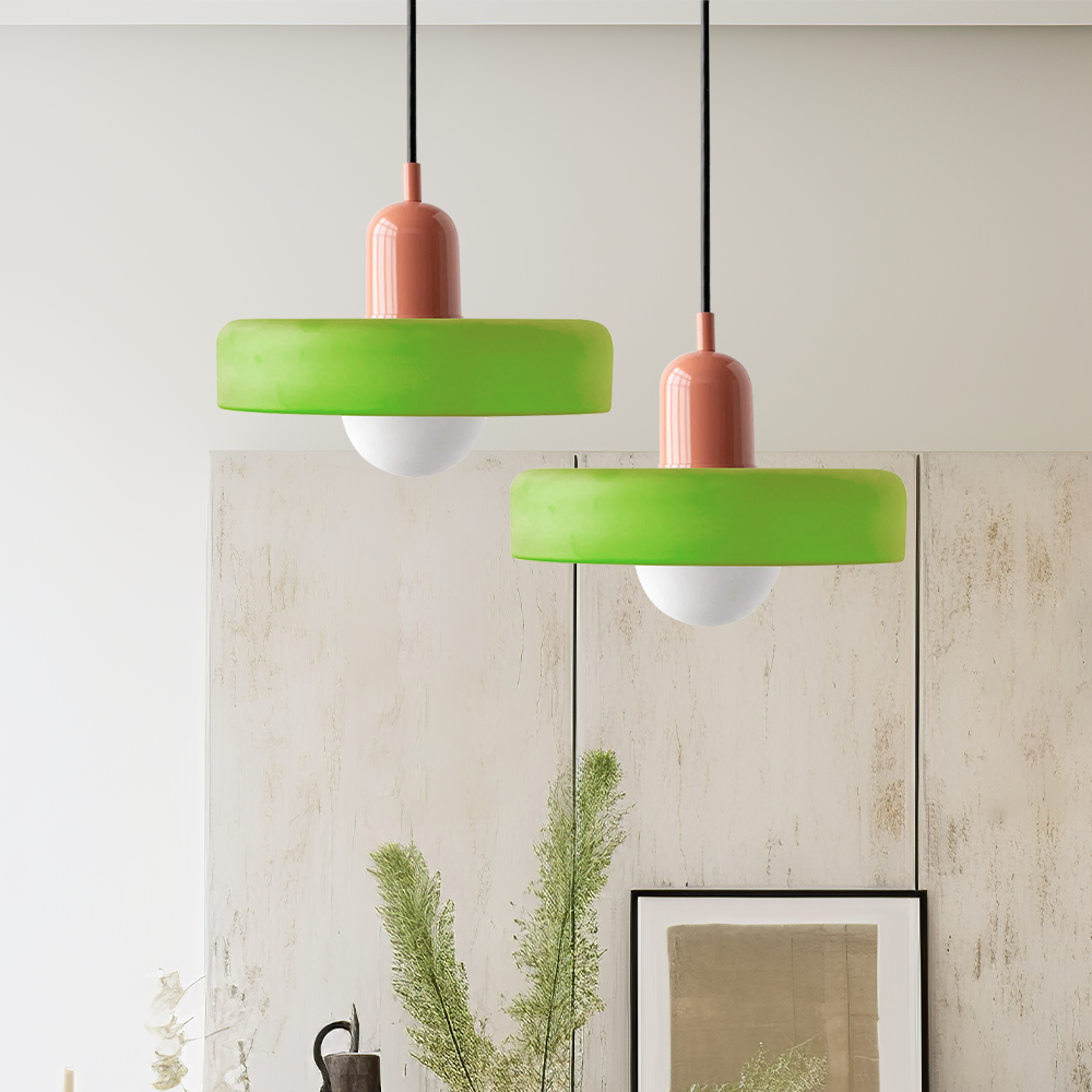 Pendant Light Green Glass Red - MODUSX | Bauhaus Style
