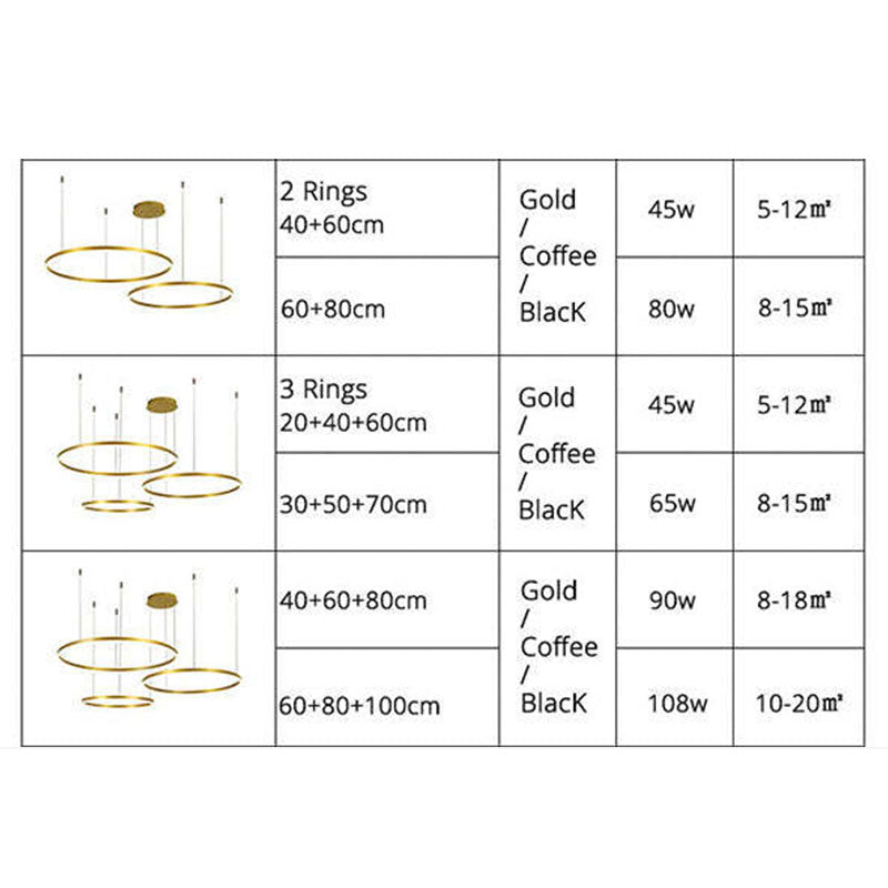 Arisha Suspension Anneau Moderne Métal Noir/Doré/Café Salon