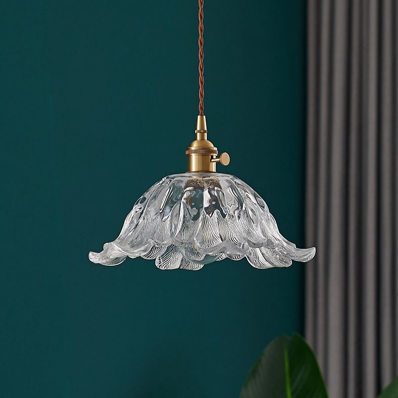 Pendant Light Gold Flower Glass - ZOSMAX | Elegant Glow