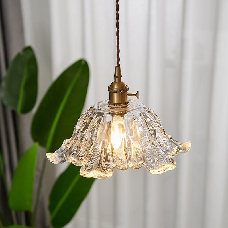 Pendant Light Gold Flower Glass - ZOSMAX | Elegant Glow