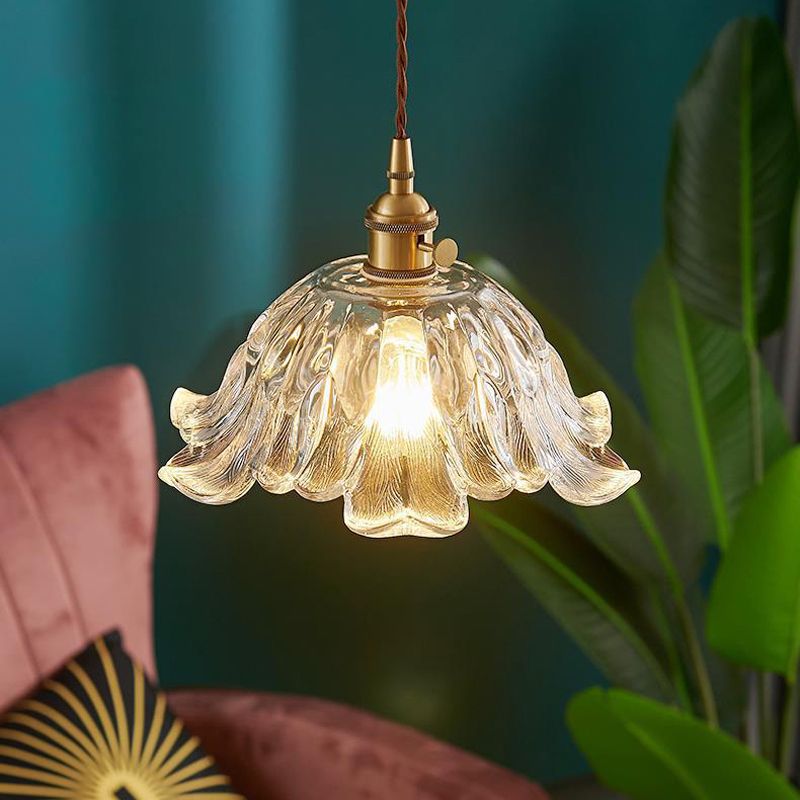 Pendant Light Gold Flower Glass - ZOSMAX | Elegant Glow