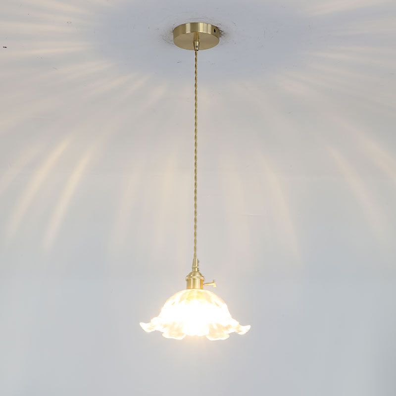 Pendant Light Gold Flower Glass - ZOSMAX | Elegant Glow