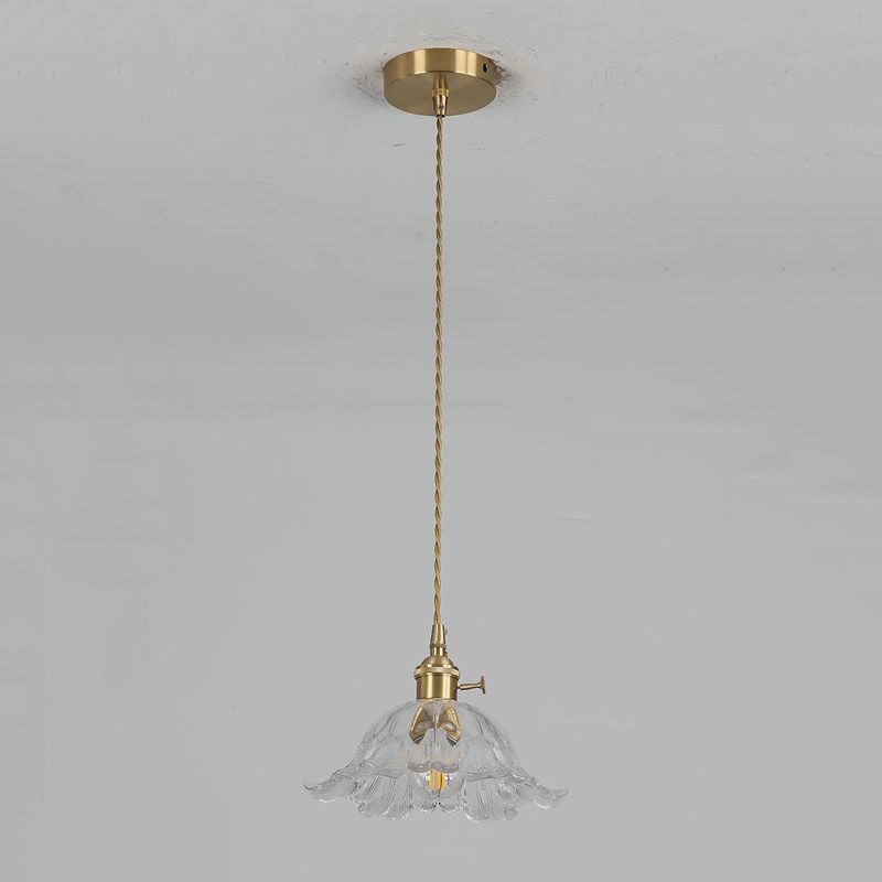 Pendant Light Gold Flower Glass - ZOSMAX | Elegant Glow