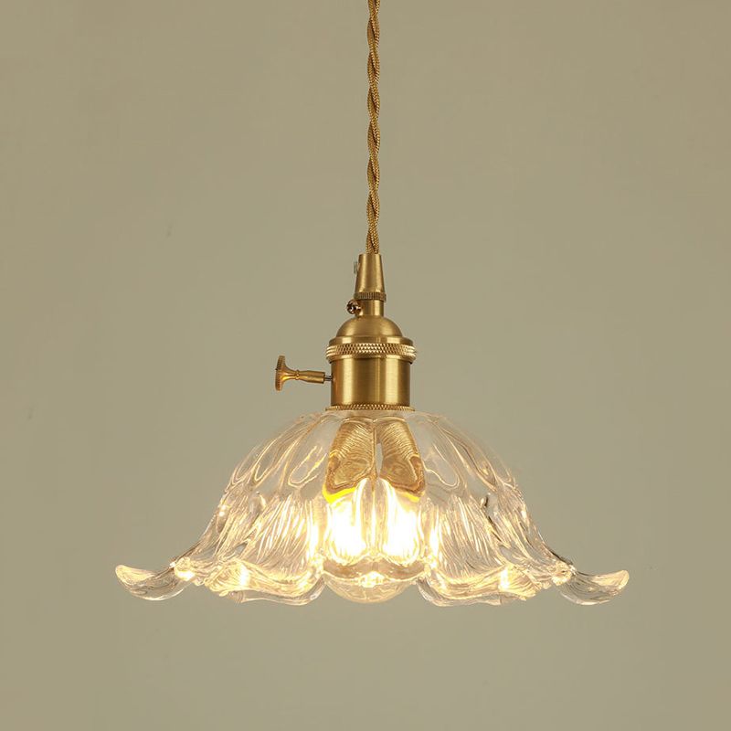 Pendant Light Gold Flower Glass - ZOSMAX | Elegant Glow