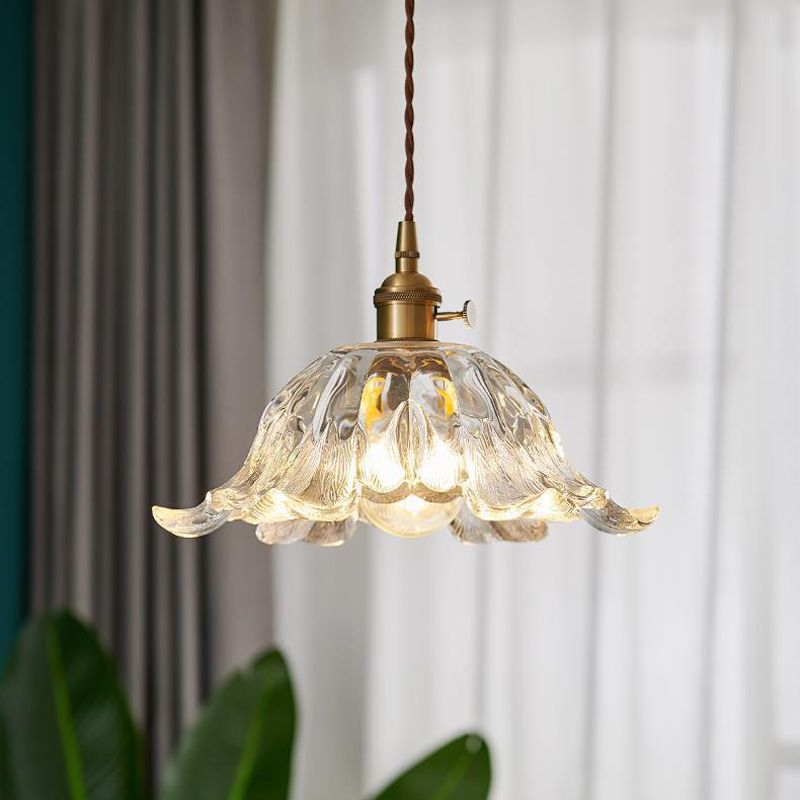 Pendant Light Gold Flower Glass - ZOSMAX | Elegant Glow