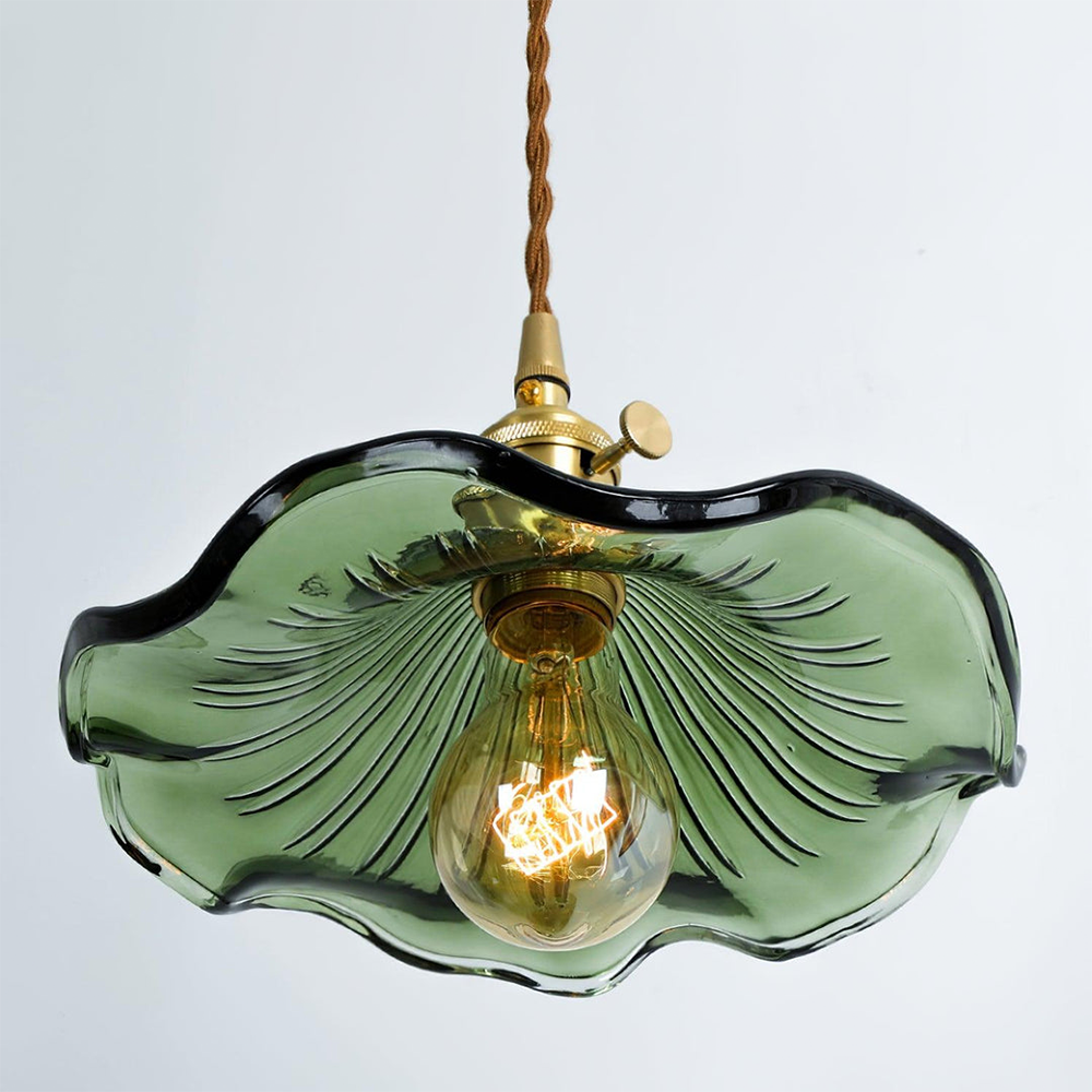 Pendant Light Green Glass Brass - SENZOR | Elegant Ambiance