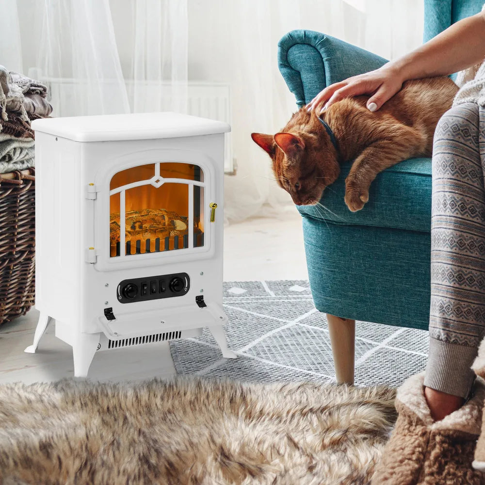 Electric Fireplace – White, Steel | Cozy Living Room Heating - Image 5