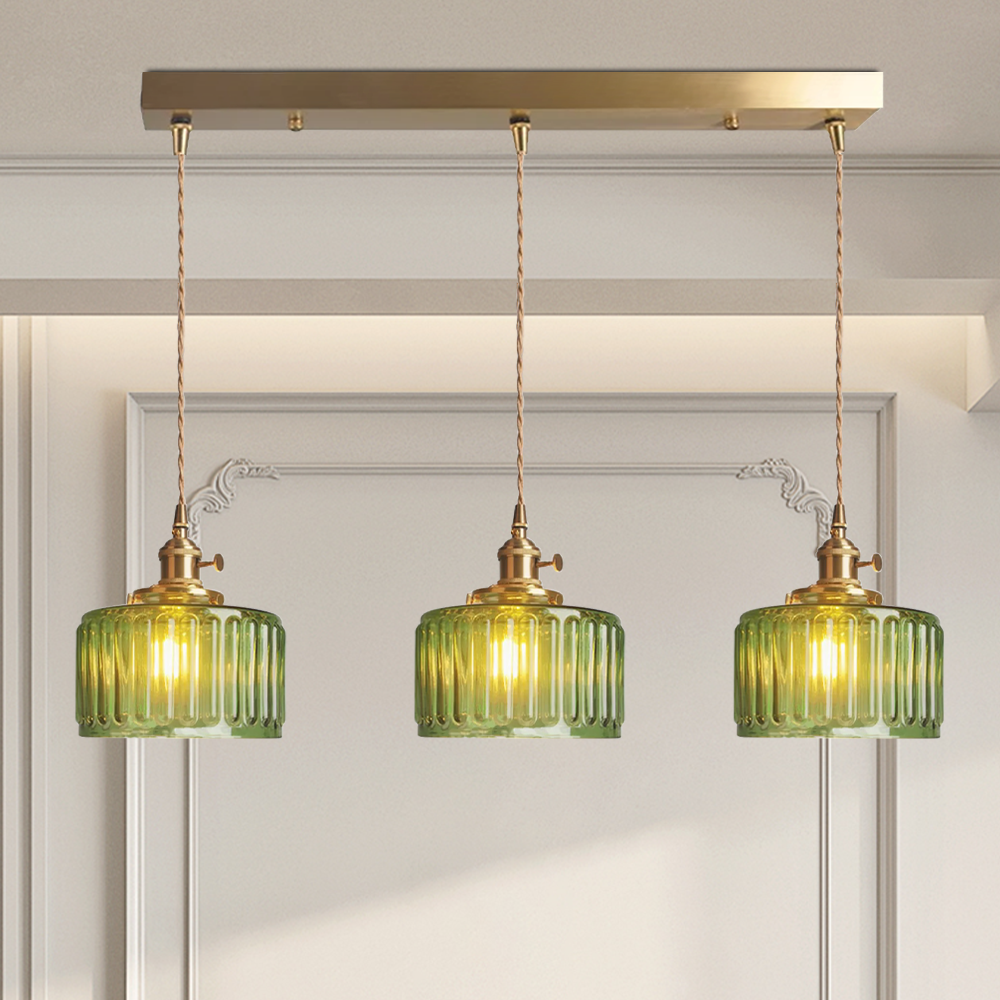 Pendant Light Green Glass - SAIPHX | Vintage Elegance