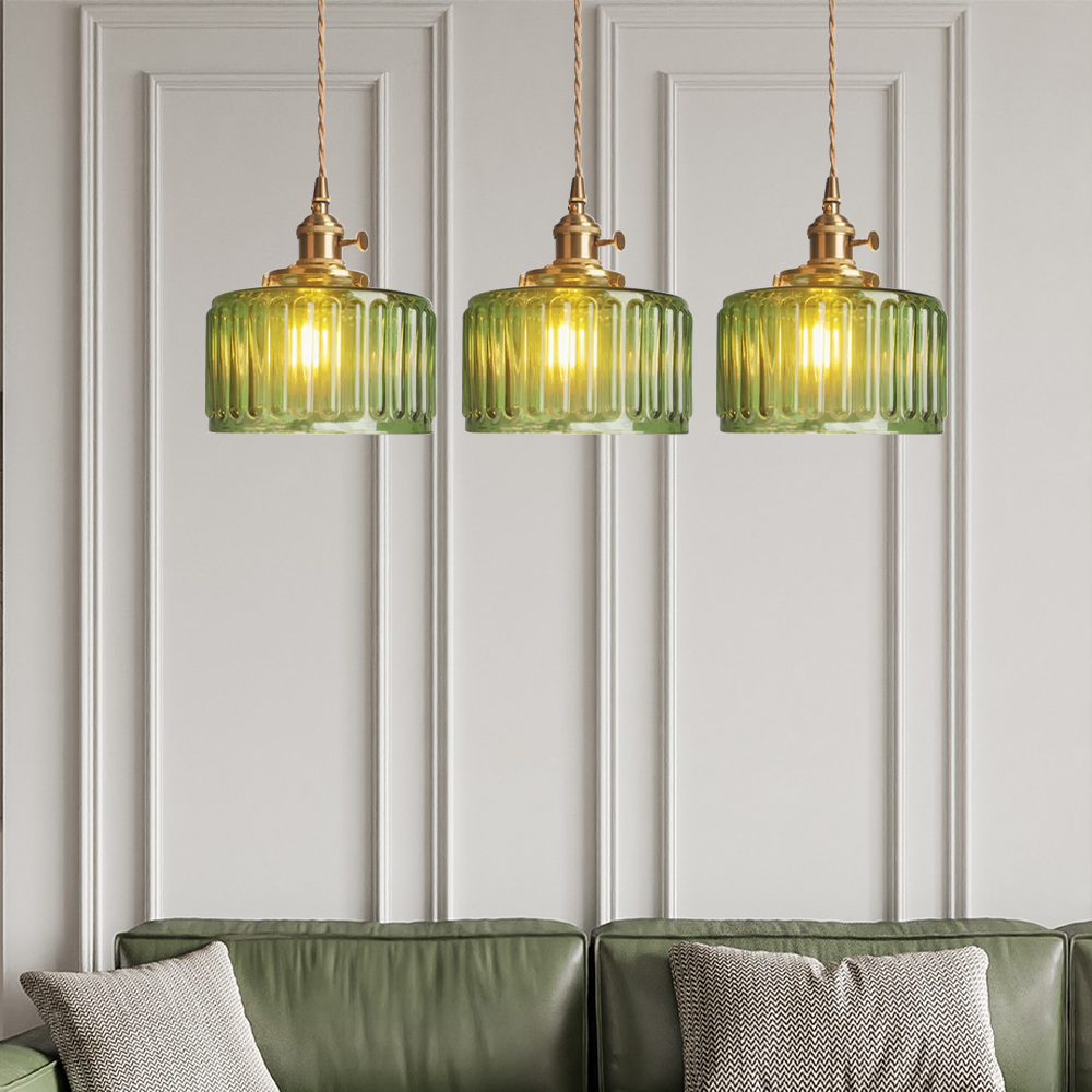Pendant Light Green Glass - SAIPHX | Vintage Elegance